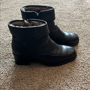 Rieker Black Winter Boots with Faux Fur Lining